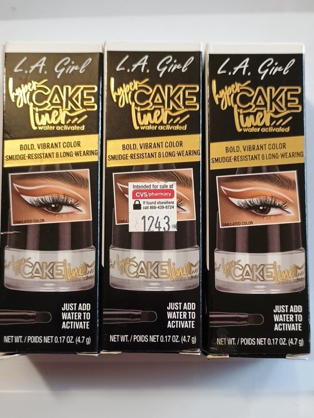 3 x LA Girl Hyper Cake Liner- White Out
